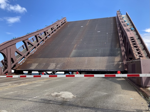 The 95th St Bridge when raised for boat traffic