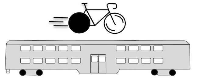 an image of a bike and train car