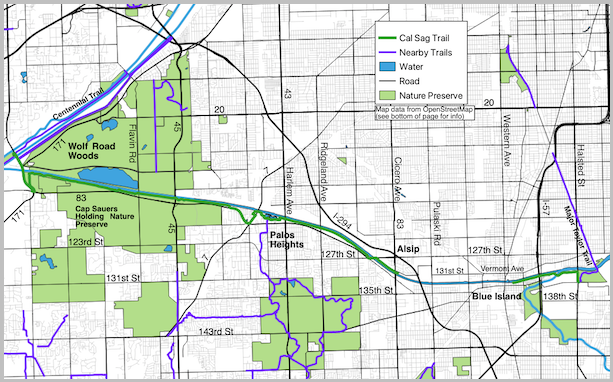 Major Taylor Trail and noteworthy streets map