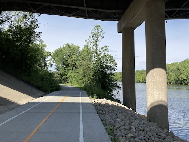 The underpass crossing Interstate 57