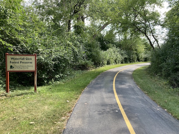 The trail in the Waterfall Glen Forest Preserve near Argonne National Lab