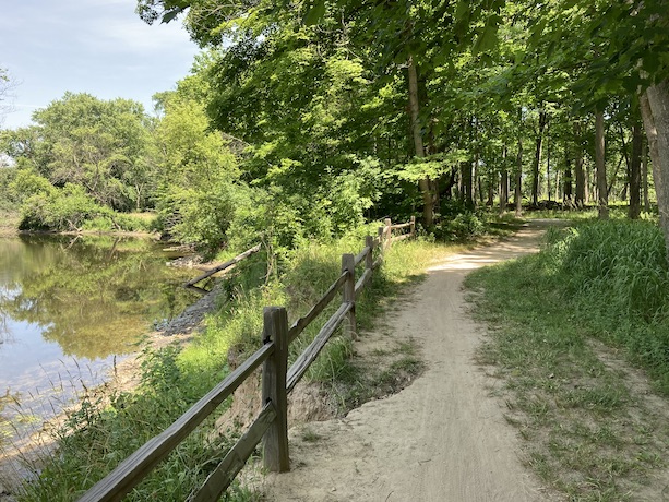 trail showing fence and DP river