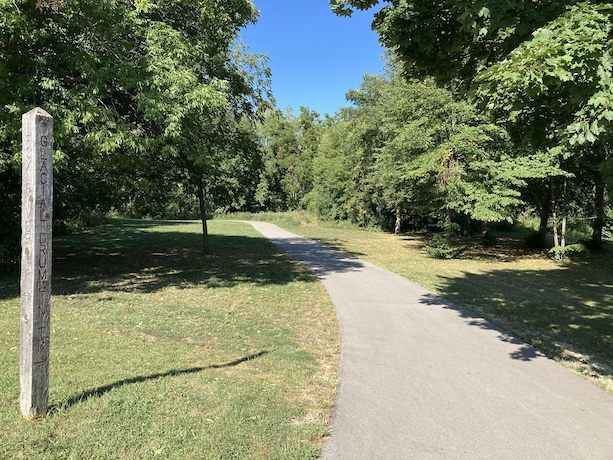 Eastern end of the glacial drumlin trail near the Fox River in Waukesha, Wisconsin