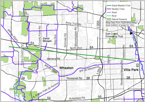 Great Western Trail and noteworthy streets map