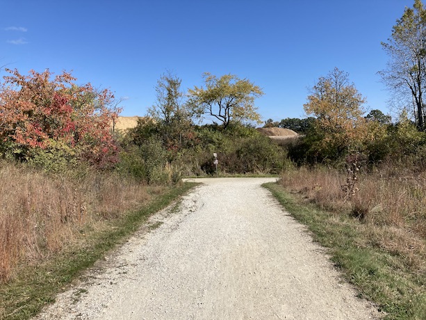 Eastern end of the Hebron Trail intersecting with the Prairie Trail in the North Branch Conservation Area