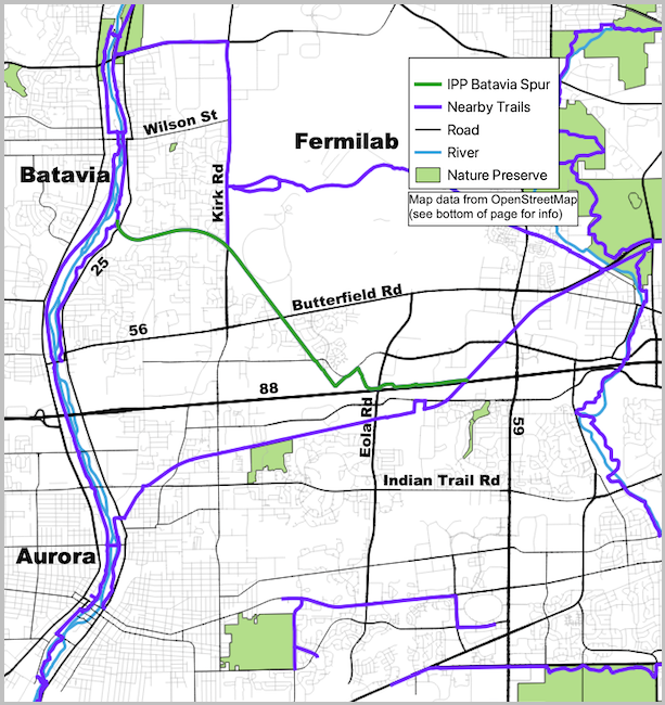 IL Prairie Trail Batavia Spur Map