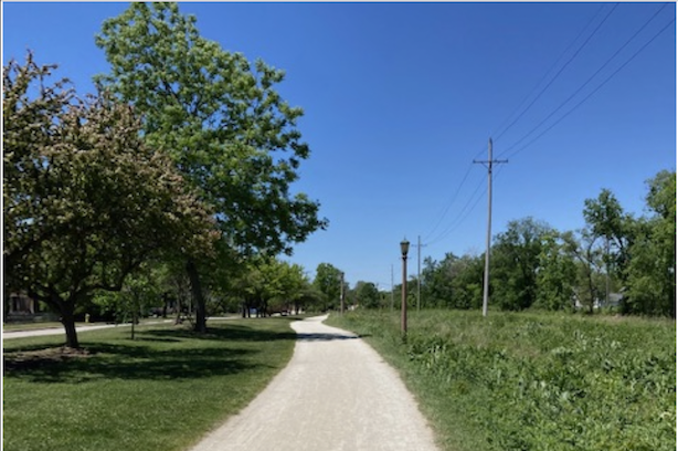 A portion of the Illinois Prairie Path in Elmhurst