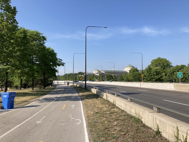 The trail near the Museum of Science & Industry (visible in background)