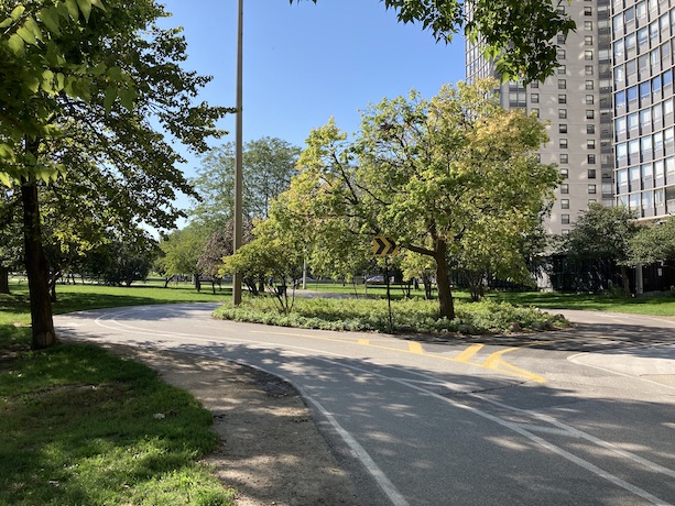 Roundabout near the north end of the trail in Edgewater