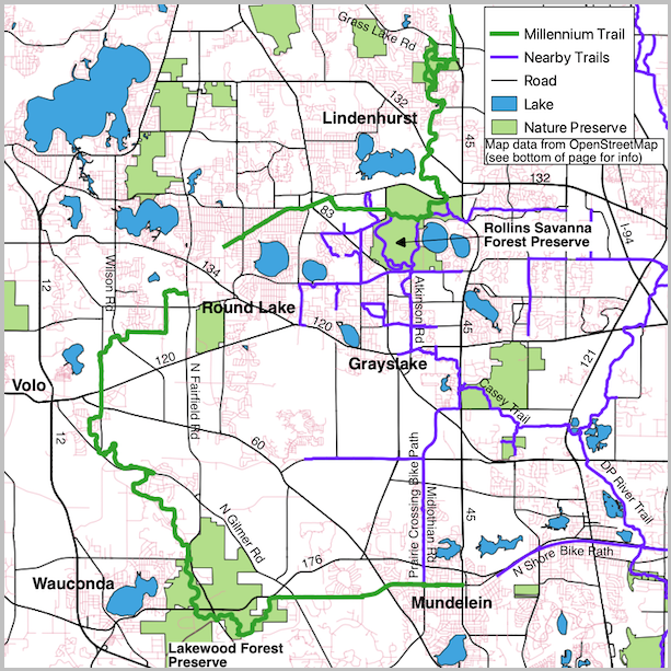 Millennium Trail and noteworthy streets map