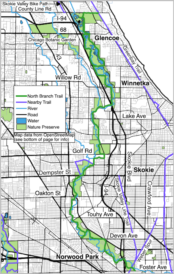 North Branch Trail and noteworthy streets