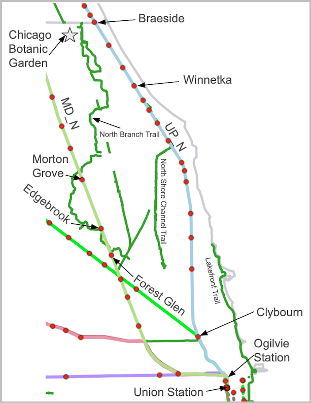 Metra Train Lines & Stations Near the North Branch Trail