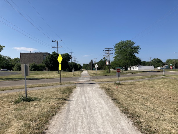 Street crossing on trail in Zion, IL