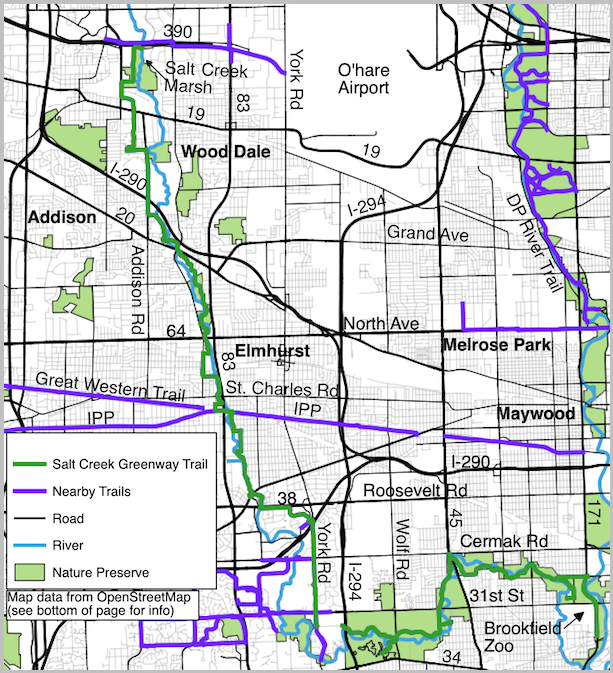 Salt Creek Greenway Trail and noteworthy streets