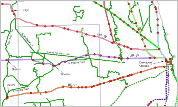 Metra Train Lines & Stations Near the West Suburbs