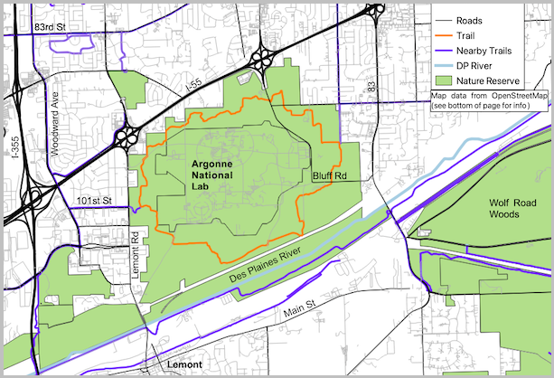 Water Fall Glen Trail and noteworthy streets map