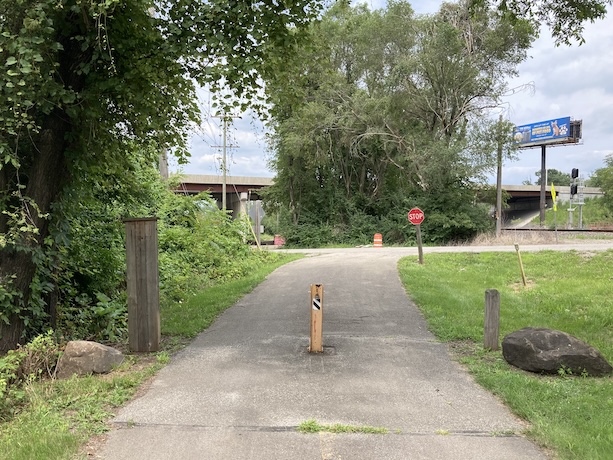 Northern endpoint of the Wauponsee Glacial Trail on Rowell Ave in Joliet, IL