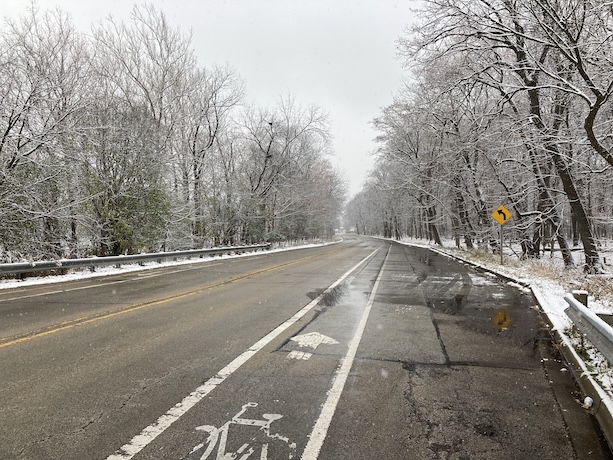 a bike lane and snow